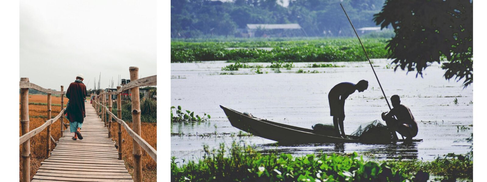 Man on Bridge + Men on Boat