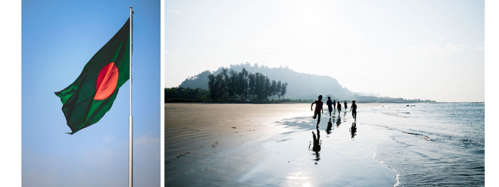 The children on beach of the Bay of Bengal in Bangladesh